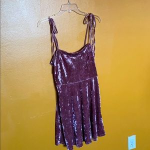 Pink velour mini dress